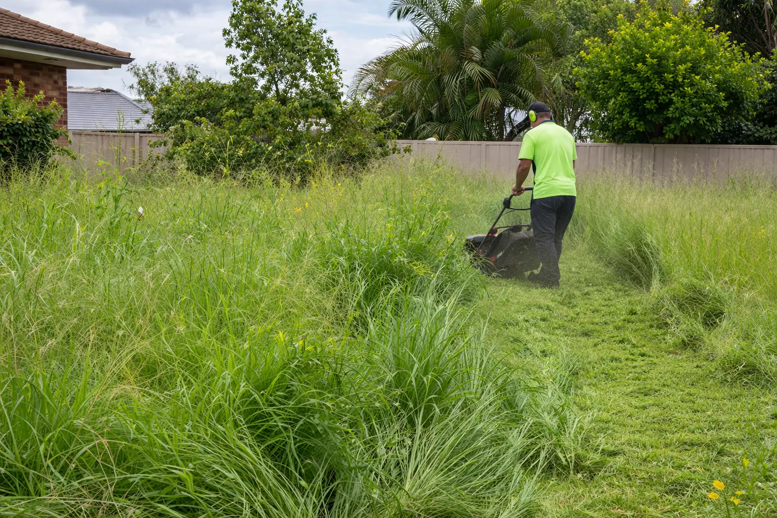 Overgrown Lawn Mowing & Cleanup service